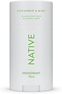 Native Deodorant Womens & Men - Alcohol & Aluminium Free - Cucumber & Mint Scent - Naturally Derived with Shea Butter, Coconut Oil & Baking Soda - 72 Hour Odor Control (75ml)