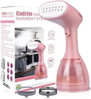 Cadrim Clothes Steamer, Handheld Garment Steamer 1500W 280ml Travel Steam Vertical Strong Steam Iron Auto Cut-Off Powerful For Home, Office & Travel (Pink)