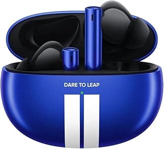 realme Buds Air 3 Bluetooth Headphones, Active Noise Cancelling, Bluetooth 5.2, 10 mm Dynamic Bass Boost Driver, Nitro Blue, Asphalt Black, Ear Tips in Sizes S/M L, RMA2105