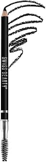 Swiss Beauty Eyebrow Definer Pencil With Spoolie | Smudge Proof, Waterproof And Pigmented Eyebrow Pencil |Shade - Black, 1.5Gm |
