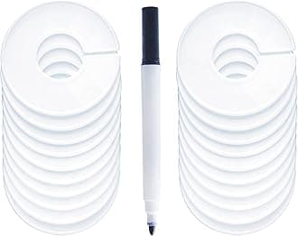 20 Pack Clothing Rack Size Dividers, Wardrobe Round Hangers Label Closet Dividers with 1 Piece Marker Pen for Clothes Organization(White, Blank)