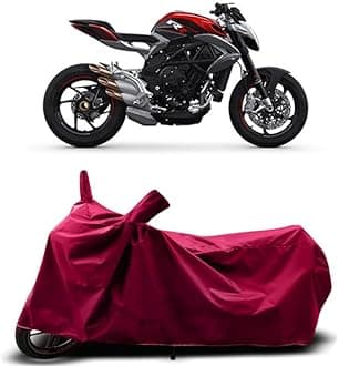 DUFFEL-Two Wheeler Bike Body Cover Compatible for Mv Agusta Brutale 800 Rr Bs6 Heat Protectio/UV-Rays/Birds Dropping/DustProof/Waterproof Indoor Outdoor and Parking Full Body Protection [MAHROON]