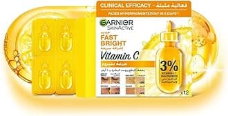 Garnier Fast Bright Vitamin C Brightening Ampoules For Dark Circles, Multipack, Hyperpigmentation Ampoules 3% Vitamin C & Niacinamide (12 X 1.5ml)