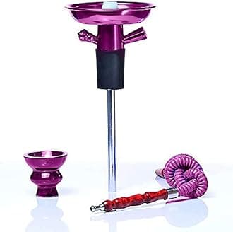 Portable Bottle Hookah Stem, Hookah Shisha Set/Kit, Ceramic Shisha Bowl, Hookah Hose, Stem, Suitable for Glass Bottles, Wine, Champagne (Purple)