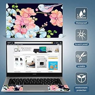 Bird & Nice Flower 12.1 13 13.3 14 15 15.4 15.6 Inches Personalized Laptop Skin Sticker Decal Universal Netbook Skin Sticker Reusable Notebook PC Art Decal Protector Cover by AORTDES