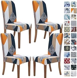 SPRINGRICO Chair Covers, Seat Covers for Dining Room (Malibu, 4 Pack)