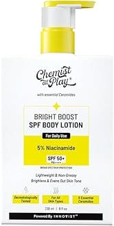 Chemist at Play Bright Boost SPF Body Lotion With 5% Niacinamide & SPF 50+ PA++++ 24 hours Moisturization Lightweight & Non-Greasy Formula 236ml