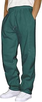 Men's Fashion Sweatpants Baggy Wide Straight Leg Joggers Classic Fit Flat Front Hiking Outdoor Trousers