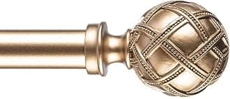 Ycolnaefllr 1 Inch Diameter Single Curtain Rod for Windows Heavy Duty Drapery Rods Adjustable Length from 84 to 120 Inch(7-10FT),Adjustable Single Window Curtain Rod with Resin Finial, Gold