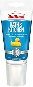 UniBond Anti-Mould Sealant/White Silicone Sealant for Kitchen and Bathroom / 1 x 147 g Tube