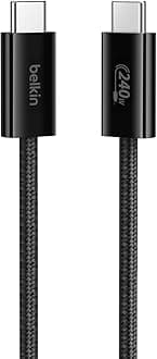 Belkin Braided USB-C to USB-C Cable (1M, 240W) - Soft, Flexible Fast-Charging Cable, Type C Charger Cord for iPhone 16 & 15 Series, Galaxy S25, Pixel 9, iPad Pro, & More - Black (USB 2.0)