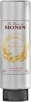 MONIN White Chocolate Sauce 500ml for Frappes, Desserts, Cocktails, Hot Chocolates and Garnishes. Vegetarian, Nut-Free, Gluten-Free. 100% Natural Flavour. Squeezy Bottle for Easy Use