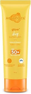Aqualogica Glow+ Dewy Sunscreen SPF 50 PA++++ - 125g with Papaya & Vitamin C, Lightweight, No white-cast, Blue Light Protection, Suitable for all skin types, Men & Women
