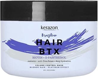 KERAZON Blonde Brazilian Hair Botox Treatment Purple Mask Platinum Effect & Silver Hair Providing Smoothing, Deep Hydration, Anti-Brass, Shine, Softness, Volume & Frizz Control. Packaging may vary.