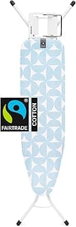 Brabantia - Ironing Board A - with Steam Iron Rest - Compact & Foldable - Adjustable Height - Non-Slip Feet Cotton Cover - Child & Transport Lock - Fresh Breeze - 110 x 30 cm