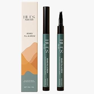 Beard Fill & Grow Filler for Men | Growth Extract Formula | Waterproof, Smudge-Proof, Long-Lasting | Natural Look | Patchy Hair Coverage Solution (Brown)