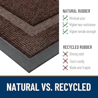OLANLY Front Door Mat Indoor Outdoor Entrance, Waterproof All-Season, All-Weather Doormat, Sturdy Natural Rubber, Fade Resistant, Low Profile, Easy Clean Patio Porch Entryway Mat, 59x20, Dark Brown