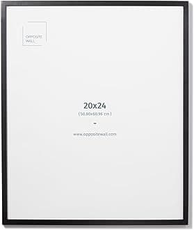 Opposite Wall - 20x24 in - Black Solid Oak Wood Picture Frame - Lightweight, Versatile & Shatterproof - Wall Hanging Poster or Photo Frame - Wall Decor for Office, Gallery & Home