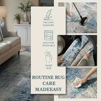 Lahome Modern Abstract 5x7 Blue Machine Washable Area Rug, Soft Bedroom Rug Non Slip Living Room Rug,Stain Resistance Dining Room Mat Carpet for Nursery Office Couch Entrance Kitchen