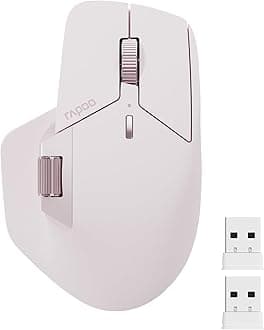 Rapoo MT760 Multi-Device Wireless Mouse, Bluetooth 5.0 and 2.4GHz Multi-Mode Connection, Up to 4 Devices, 11 Programmable Buttons, 4K DPI, Ergonomic Design, 90 Days Battery Life, PC, Pink