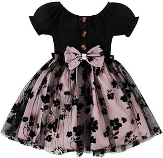 TAGAS Baby-Girl's Net A-Line Knee-Length Dress