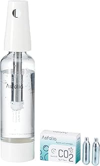 Asfolia portable sparkling water maker with 10PCS 8g cylinders （white）