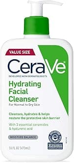 CeraVe Hydrating Facial Cleanser | Moisturizing Non-Foaming Face Wash with Hyaluronic Acid, Ceramides and Glycerin | Fragrance Free Paraben Free | 16 Fluid Ounce