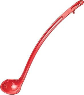 Winco One Piece Dual Spout Plastic Ladle, 1 Ounce, 13", Red Tail