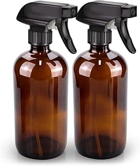 Bontip Glass Spray Bottle, Amber Glass Spray Bottle Set & Accessories Refillable for Plants Window Cleaners Aromatherapy Facial Hydration Watering Flowers Hair Care (2 Pack/16 oz) (Amber)