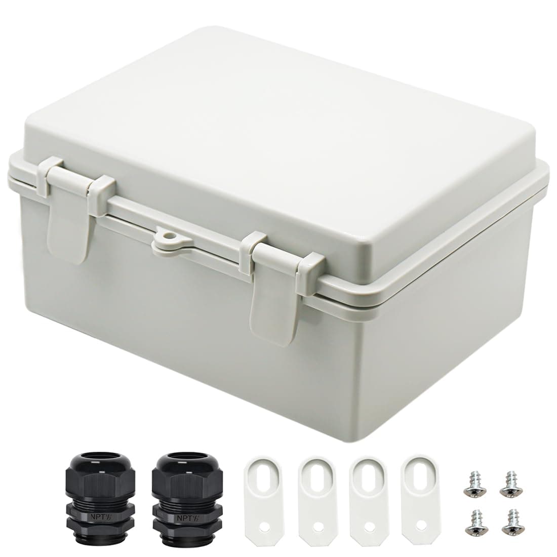 Zulkit Junction Box ABS Plastic Dustproof Waterproof IP65 Electrical Boxes Hinged Shell Outdoor Universal Project Enclosure 8.7 x 6.7 x 4.3 inch (220x170x110 mm)