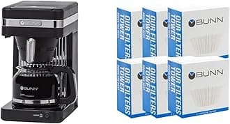 BUNN CSB2B Speed Brew Elite 10-Cup Coffee Maker, Black/SST & 8-12 Cup Coffee Filters, 6 each, 100ct