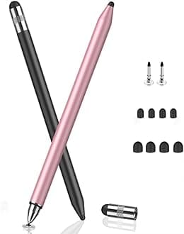 3 in 1 Stylus Pens for Touch Screens, High Sensitivity & Precision Capacitive Stylus for Apple iPad iPhone Tablets Samsung Galaxy All Universal Touchscreen Devices (2 Pack-Black/Rose Gold)