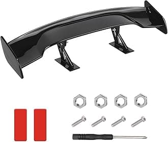 Yourkar Car Spoiler Wing, Carbon Fiber Auto Exteriores Rear Tail Wings, ABS Automotive Mini Tiny Trunk Spoiler for Most Vehicles, Universal Car Accessories (Bright Black, Large)