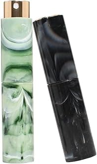 Vitog Perfume Atomizer Bottles Pack of 2, Refillable Mini Travel Size Empty Perfume Sprayer Spray with Funnel, Distributor, Marble Pattern Portable Spray Bottle for Women, Men ( 10ML, Black$Green )