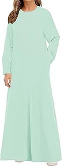 Solid Color Zipper Abaya Muslim Dresses for Women Girls Pockets Islamic Prayer Clothes