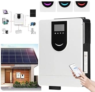 MPPT All-in-On Hybrid Solar Inverter (On/Off Grid) + Smart App Control, 3 Indicator Lights (Battery/Utility/PV), 40-160A Controller, 12-48V DC to 220V AC,DC24V-4.2KW