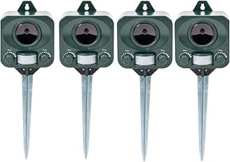 – Set of 4 PestBye® Ultrasonic Battery Operated Motion Activated Cat Repeller