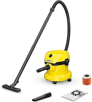 Karcher WD 2 Plus Multi-Purpose Wet and Dry Vacuum Cleaner – Compact 1000W Suction with 12L Container for Home and Garage Cleaning
