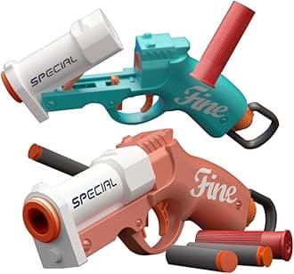 2 Pack Toy Fake Gun Model Pistol Toy Gun for Boy with Ejecting Shell Soft Bullets,Realistic Toys Foam Blaster Play Gun Toy with Soft Bullet Look Real Action Mini Pistol Model for Children Age 8+