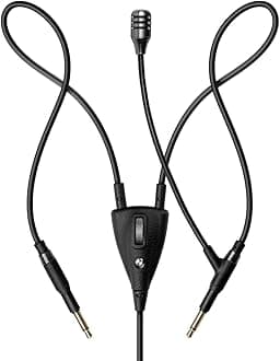 MEZE AUDIO | Boom Mic | Omnidirectional Clear Audio Plug-and-Play Boom Microphone | for Gaming and Remote Work | 3.5mm Male to Dual TS Mono 3.5mm Male Connector Plug | Cable Length 2.50m/8.2ft