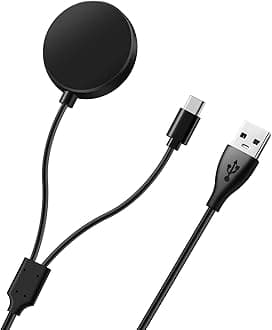 2 in 1 Glaxy Watch Charger Compatible with Samsung Galaxy Watch 7/6/6 Classic/5/4/4 Classic/3/Active 2/Active, USB C Charging Cable for Samsung Galaxy S22/S21/S20/S10/Note 20/10/9/8...