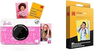 Barbie x Kodak Printomatic Full-Color Instant Print Digital Camera + KODAK 2"x3" Premium Photo Paper (50 Sheets)