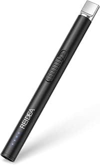 REIDEA Lighter Electric S4 Pro USB Rechargeable Safety Lock with LED Battery Indicator Flameless Windproof Arc Plasma Lighter for Candle, Fireworks (Black)