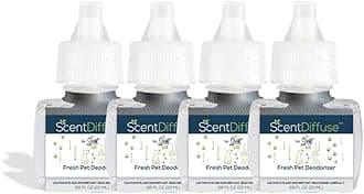 Scent Fill Fresh Pet - 4 Pack Plug in Air Freshener, Scented Oil Refills, 4 Plug In Refills & Diffuser - Air Fresheners for Home, Bathroom, Kitchen, & More - Room Fresheners