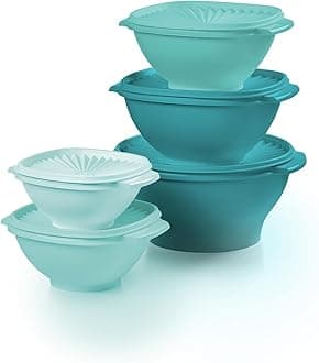Tupperware Heritage Collection, New 10 Piece Food Storage Container Set in Vintage Green, Dishwasher Safe and BPA Free (5 Bowls, 5 Lids)