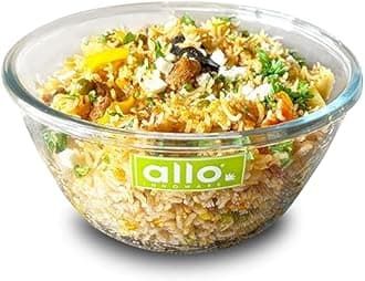 Allo Food Safe Borosilicate Glass Mixing & Serving Bowls for Kitchen, Oven & Microwave Safe Bowls, Dishwasher and Freezer Safe Bowl, 2100ML, Transparent