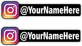 Custom Insta Vinyl Decal - Personalized Stickers with Name, Social Media Decal Stickers, Waterproof & UV Protected, Fade Resistant, Dishwasher Safe - Pack of 2