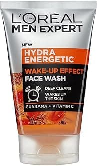 L’Oréal Paris Men Expert Wake-up Effect Face Wash 100ml, Hydra Energetic Face Wash With Vitamin C*, for Dull and Tired-Looking Skin, Cleanses Pores and Energises Skin