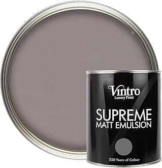 Vintro Paint | Luxury Matt Emulsion | Smooth Chalky Finish | Multi Surface | for Walls, Ceilings, Wood and Metal (Dark Grey) 1L