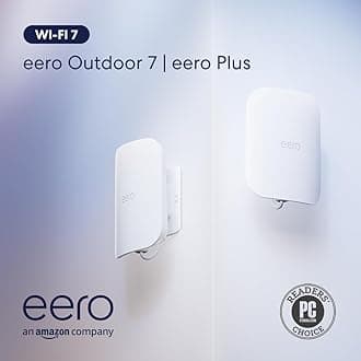 Amazon eero Outdoor 7 mesh wifi system with 1-month free eero Plus (auto-renews) - Coverage up to 30,000 sq. ft. outdoors, 2-pack, Includes 30W PoE+ adapter, 2024 release